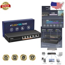 Silent 6-Port 10Gbps Unmanaged Network Switch 2x10G 4x2.5G VLAN Wall Mount picture