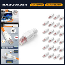 24-Pack Cat6A Tool-Free RJ45 Connectors, Gold-Plated, UTP 23-26AWG, Ethernet Cab picture