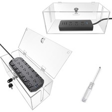 2PC Cable Management Box with Lock,Acrylic,Cable Organizer Box & Power Strip ... picture