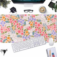 31.5x15.7 Inch Floral Large Mouse Pad Desk Mat Keyboard Pink Flowers Computer picture