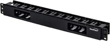 Compact 19-Inch Rack Cable Management Raceways Panel with Cover - Black Finish picture