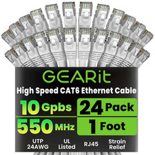 Cat6 Patch Cables Cat 6 Ethernet Cable 1 Ft 24-Pack White picture