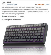 AULA F75 Pro Black Gradient Blue Reaper Switch Mechanical Keyboard 3in1 Swappab picture