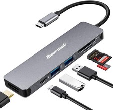 Hiearcool 7-in-1 USB C Hub, C Dongle Compatible Travel Size, Space grey picture