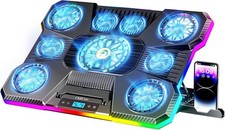 NEW ChillCore 9-Fan RGB Laptop Cooling Pad for 15.6-19.3 Gaming Laptops Blue A21 picture