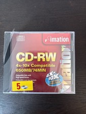 5 Pack Imation CD-RW 4X-10X High Speed Branded Logo 650MB Rewritable Disc picture