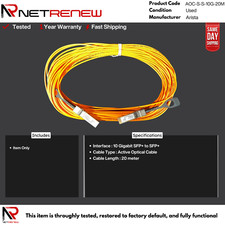 Genuine Arista AOC-S-S-10G-20M 10G SFP+ Optical Cable picture
