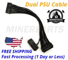 24PIN 20+4 DUAL PSU Multiple Power Supply Splitter Adapter 33cm Cable - 2 PSU picture