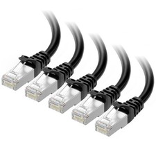 Cable Matters 10Gbps 5-Pack Snagless Shielded Cat 6A Cable, 1ft, Black picture