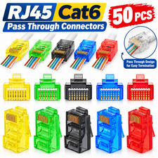50PCS RJ45 Cat6 Pass Through Connectors Ethernet Cable Crimp Plug Clear Colorful picture