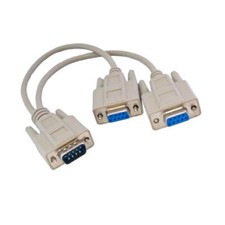[10X] 1' DB9 9Pin Male to 2-DB9 Female Serial Y Cable 28AWG Shielded Straight picture
