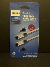 Philips Toslink Fiber Optic Audio Cable w/ Mini Toslink Adapter 6 Feet - NEW picture