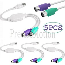 5-Pack Dual PS2 Female to USB Male Converter Adapter Cable for Mouse Keyboard picture