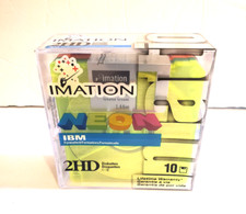 Imation Neon Diskettes IBM Formatted 2HD 1.44 MB 10 Pack Floppy Discs SEALED NEW picture