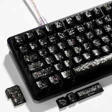 Black Keycaps, Forged Carbon-Look Cherry Profile Keycap Set, 119-Key Keyboard... picture