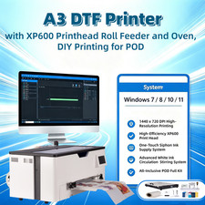 A3 DTF Printer with XP600 Printhead Roll Feeder  Oven DIY Printing for Beginners picture