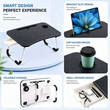 Foldable Laptop Bed Desk Portable Lap Table with Drawer Cup Holder picture