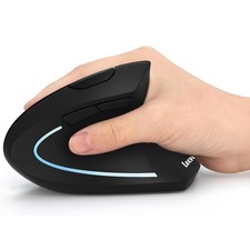 Lekvey Ergonomic Vertical Wireless Mouse Rechargeable Black 1600 DPI New picture