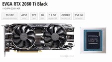 EVGA RTX 2080 Ti Black 11GB GDDR6 Graphics Card✅3x DP HDMI USB Type-C✅ picture