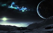 Landscape space planet futuristic art Custom Gaming Mat Desk picture