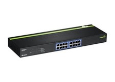 TRENDnet  (TEG-S16g) 16-Ports Rack-Mountable Black / Green Switch VGC picture