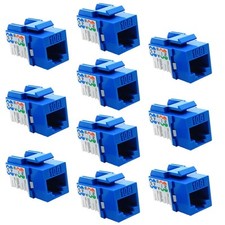10x Cat6A RJ45 Network LAN Ethernet 10G Keystone Jack 110 Punch Down 8P8C Blue picture