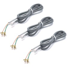 Grey RJ11 Phone Line Cord 3.3 ft 3-Pack, Braided, 2x RJ11 Ends picture
