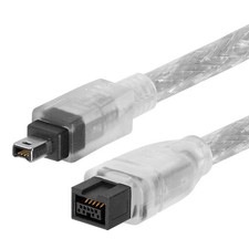 FireWire 800 9-Pin to 400 4-Pin Bilingual Data Transfer Cable 15FT Clear picture
