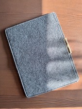 Hard Graft Large iPad Pro Sleeve Wool Felt Leather Gray 12.5 x 9 Made Italy picture