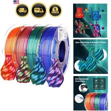 Silk PLA 3D Printer Filament Bundle, Shiny Dual Color Filament 1.75mm Pack, M... picture