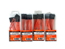 4-Pin Molex to 3xSATA Connector Sleeved Adapter Cable 8in *LOT OF 4* picture