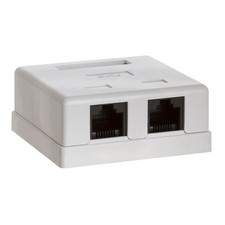 2 Port RJ45 White Surface Mount Box For Cat6 Cable Female RJ45 Jack Connector picture