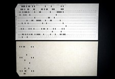 2x VINTAGE MAINFRAME COMPUTER Perforated PUNCH CARDS. IBM 80-column card format picture