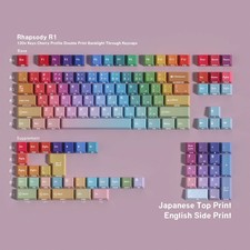 Jaycomia 131-Key PBT Rainbow Gradient Keycaps Cherry Profile Shine-Through picture