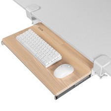 VIVO Light Wood Small Clamp-on Computer Keyboard & Mouse Under Desk Slider Tray picture
