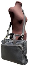 Cole Haan Black Leather Solid Briefcase Laptop Bag w/ Shoulder Strap & Handles picture