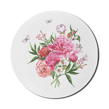 Ambesonne Floral Theme Round Non-Slip Rubber Modern Gaming Mousepad, 8