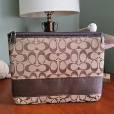 Coach Signature Stripe Laptop Sleeve Brown Jacquard Case Bag Y2K picture