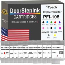 DoorStepInk Compatible Ink Cartridges For Canon PFI-106 130ML 12-Pack-USA picture
