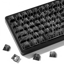118 Keys Double Shot PBT Keycaps Set - Black Topographic Shine Through picture