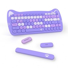 AJAZZ 3060i Keyboard 84Keys Wireless Cute Silent Round Keycaps Membrane BT picture