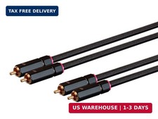 138076 Male RCA Two Channel Stereo Audio Cable - 3 Feet - Black, Gold Plated Con picture