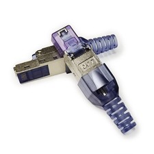 CAT7 Ethernet RJ45 Connectors, Tool Free Shielded Punch Down End of Blue picture