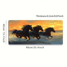 1 Large-sized Esports Gaming Mouse Pad Featuring a Scene of Three Black Horses picture