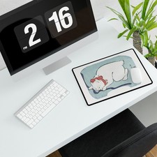 Japanese White Cat Art Desk Mat Ukiyo-e Style Mousepad Cat Lover Office Decor picture