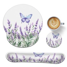 Lavender Butterfly Wrist Rest Mouse Pad and Keyboard Support Set,Purple 3 in ... picture