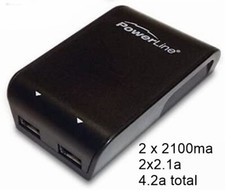 Powerline Dual Hi-Power 2 x 2.1a 2100ma Adapter for iPad, iPhone or iPod Devices picture