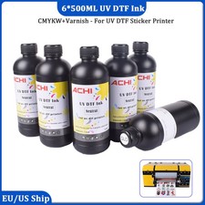 6*500ML UV DTF INK For Epson XP600 XP800 A3 UV DTF Sticker Printer CMYKW+Varnish picture
