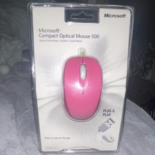 Microsoft Compact Optical Mouse 500 Wired USB Pink, 800 DPI 3-Button P&P picture