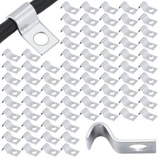 100 Pcs 1/4 Inch Silver Cable Clamps Wire Clips for Outdoors picture